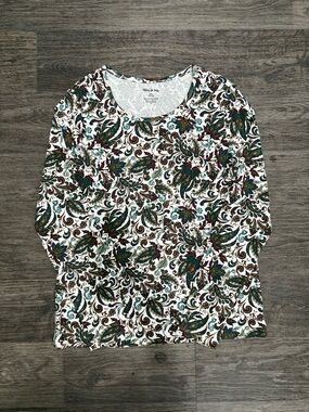 White Stag White Paisley-Print Long Sleeve Top - Teal, Green & Brown